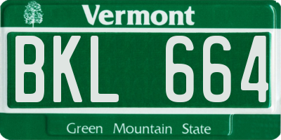 VT license plate BKL664