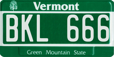 VT license plate BKL666