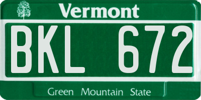 VT license plate BKL672