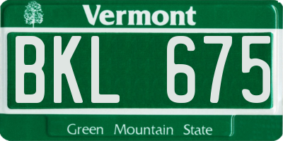 VT license plate BKL675