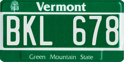 VT license plate BKL678