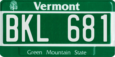 VT license plate BKL681