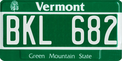 VT license plate BKL682