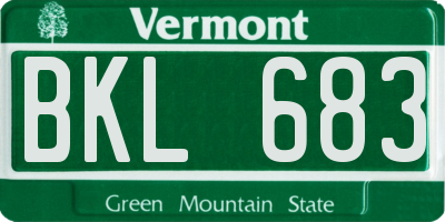 VT license plate BKL683