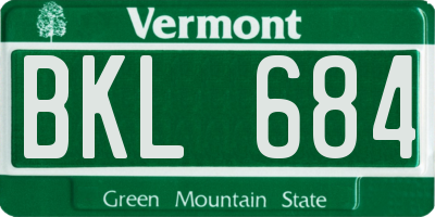 VT license plate BKL684