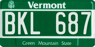 VT license plate BKL687