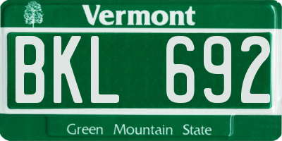 VT license plate BKL692