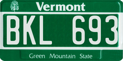 VT license plate BKL693