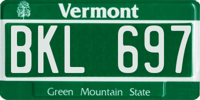 VT license plate BKL697