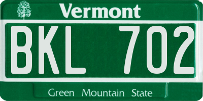 VT license plate BKL702