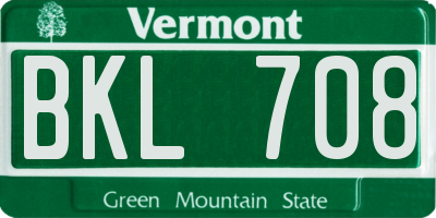 VT license plate BKL708