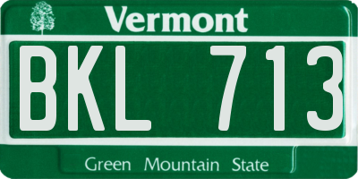 VT license plate BKL713