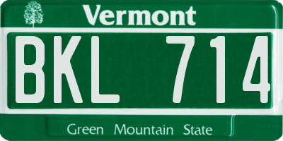 VT license plate BKL714