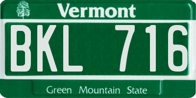 VT license plate BKL716