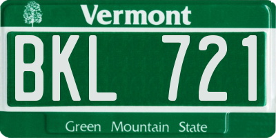VT license plate BKL721