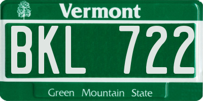 VT license plate BKL722