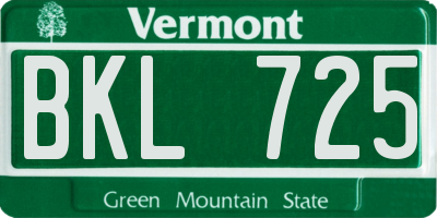 VT license plate BKL725