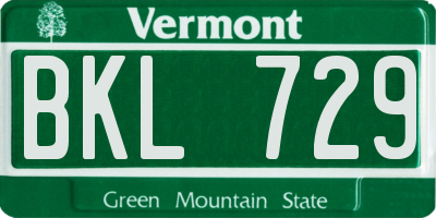 VT license plate BKL729