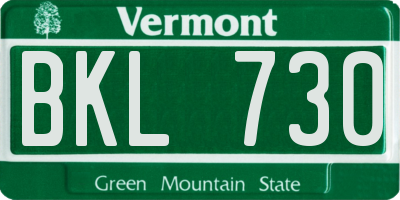VT license plate BKL730