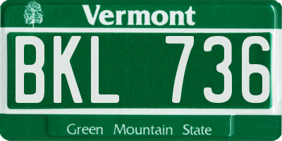VT license plate BKL736