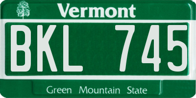 VT license plate BKL745
