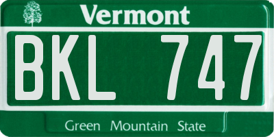 VT license plate BKL747