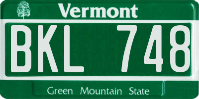 VT license plate BKL748