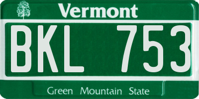 VT license plate BKL753