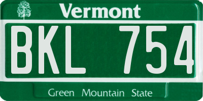 VT license plate BKL754