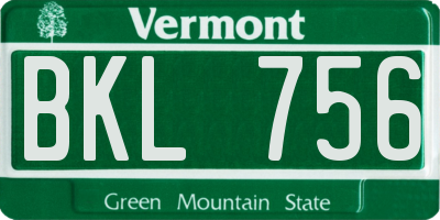 VT license plate BKL756