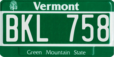 VT license plate BKL758