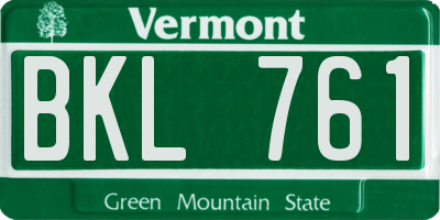 VT license plate BKL761