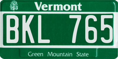 VT license plate BKL765