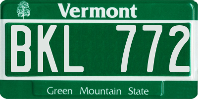 VT license plate BKL772