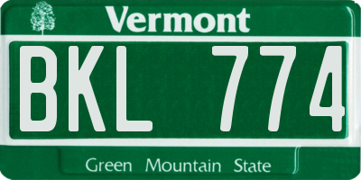 VT license plate BKL774