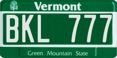 VT license plate BKL777