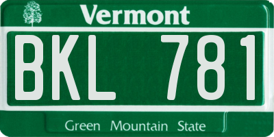 VT license plate BKL781