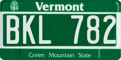 VT license plate BKL782
