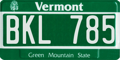 VT license plate BKL785
