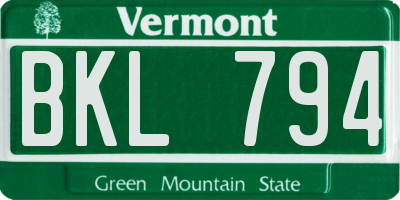 VT license plate BKL794