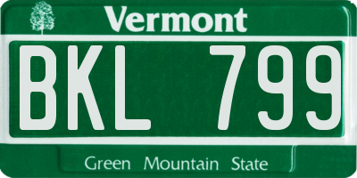 VT license plate BKL799
