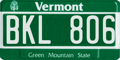 VT license plate BKL806