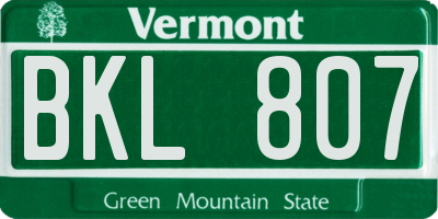 VT license plate BKL807