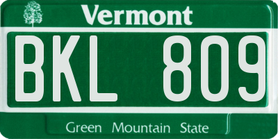 VT license plate BKL809