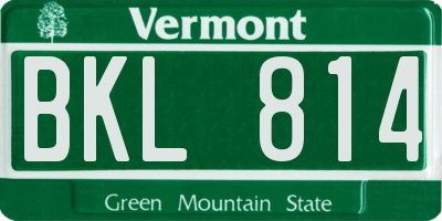 VT license plate BKL814