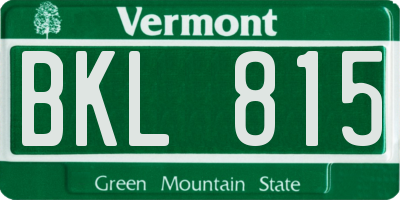 VT license plate BKL815