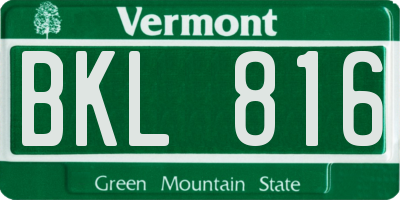 VT license plate BKL816