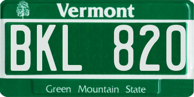 VT license plate BKL820
