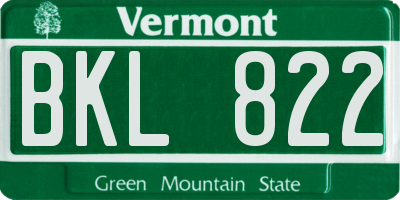 VT license plate BKL822