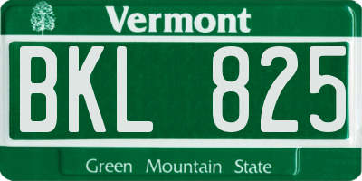 VT license plate BKL825